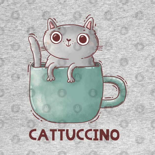 Cattuccino. Catte Latte. Cat and coffee. by Tania Tania